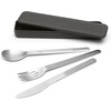 image:imageBrabantia  Make amp Take Cutlery Set with Case  Pack of 3 Cutlery Knife Spoon amp Fork  Hygienic Compact Design  Stainless Steel  Dishwasher Safe  Travel Cutlery Set for 1 Person  BlackStainless Steel