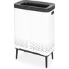 image:imageBrabantia Bo Laundry Hamper Matt Black Removable Laundry Bag 16 Gal Ventilated Stylish Discreet Dirty Clothes Holder Flat Back AntiRust Materials for Bathroom UseWhite