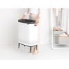 image:imageBrabantia Bo Laundry Hamper Matt Black Removable Laundry Bag 16 Gal Ventilated Stylish Discreet Dirty Clothes Holder Flat Back AntiRust Materials for Bathroom UseWhite