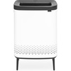 image:imageBrabantia Bo Laundry Hamper Matt Black Removable Laundry Bag 16 Gal Ventilated Stylish Discreet Dirty Clothes Holder Flat Back AntiRust Materials for Bathroom UseWhite