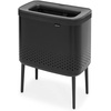 image:imageBrabantia Bo Laundry Hamper Matt Black Removable Laundry Bag 16 Gal Ventilated Stylish Discreet Dirty Clothes Holder Flat Back AntiRust Materials for Bathroom UseMatt Black