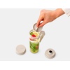 image:imageBrabantia Make amp Take Water Bottle with Strainer 17oz  Travel Water Bottle with Handle amp Fruit Sieve Infuser  Leakproof  Infuser  Easy Filling  Transparent  Dishwasher Safe  Light GraySoft Beige