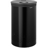 image:imageBrabantia Selector Laundry Basket with Lid  145 Gal  2 Compartment Washing Basket with QuickDrop Lids amp Removable Cotton Bag  Matt BlackMatt Black
