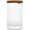 image:imageBrabantia Selector Laundry Basket with Lid  145 Gal  2 Compartment Washing Basket with QuickDrop Lids amp Removable Cotton Bag  Matt BlackWhite
