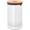 image:imageBrabantia Selector Laundry Basket with Lid  145 Gal  2 Compartment Washing Basket with QuickDrop Lids amp Removable Cotton Bag  Matt BlackWhite