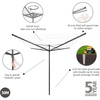 image:imageBrabantia Topspinner Outdoor 4 Arm Spinning Clothesline 131 ft 18 Rotating Folding Clothes Drying Rack  Ground Spike GrayAnthracite