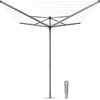 image:imageBrabantia Topspinner Outdoor 4 Arm Spinning Clothesline 131 ft 18 Rotating Folding Clothes Drying Rack  Ground Spike GrayGray