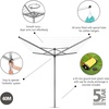 image:imageBrabantia Topspinner Outdoor 4 Arm Spinning Clothesline 131 ft 18 Rotating Folding Clothes Drying Rack  Ground Spike GrayGray