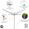 image:imageBrabantia Topspinner Outdoor 4 Arm Spinning Clothesline 131 ft 18 Rotating Folding Clothes Drying Rack  Ground Spike GrayGray