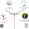 image:imageBrabantia Topspinner Outdoor 4 Arm Spinning Clothesline 131 ft 18 Rotating Folding Clothes Drying Rack  Ground Spike GrayGray