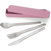 image:imageBrabantia  Make amp Take Cutlery Set with Case  Pack of 3 Cutlery Knife Spoon amp Fork  Hygienic Compact Design  Stainless Steel  Dishwasher Safe  Travel Cutlery Set for 1 Person  BlackLilac Pink