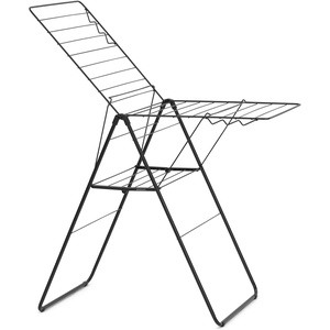 image:imageBrabantia HangOn Clothes Drying Rack  67ft 20m  Matt Black  Large Indoor Clothes Airer Laundry Stand with 2 FoldOut Wings amp Hanger Hooks Folds Flat  Fits 2 Full LoadsMatt Black