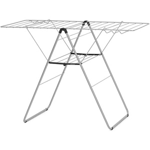 image:imageBrabantia HangOn Clothes Drying Rack with Garment Rail  67ft 20m  Matt Black  Large Indoor Clothes Airer Laundry Stand with 2 FoldOut Wings amp Hanger Hooks Folds Flat  Fits 2 Full LoadsMetallic Gray