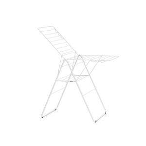image:imageBrabantia HangOn Clothes Drying Rack with Garment Rail  67ft 20m  Matt Black  Large Indoor Clothes Airer Laundry Stand with 2 FoldOut Wings amp Hanger Hooks Folds Flat  Fits 2 Full LoadsFresh White