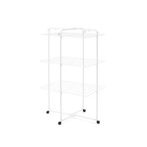 image:imageBrabantia HangOn Tower Clothes Drying Rack with Wheels  98ft 30m  White  Tall 3Tier Indoor Clothes Airer with Adjustable Shelves for Towels Folds Flat to Save Space  Fits 3 Full LoadsWhite