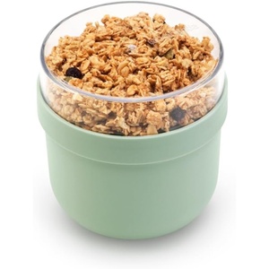 image:imageBrabantia Make amp Take Breakfast Bowl with Removable Clear Compartment for Toppings Light Gray 100 Leakproof Microwave amp Freezer Safe Oats Fruit Cereal Container 17 fl ozJade Green