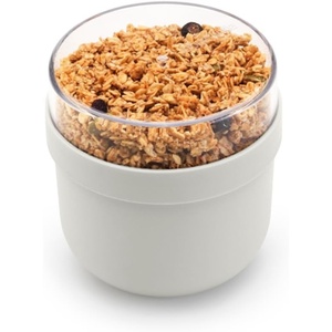 image:imageBrabantia Make amp Take Breakfast Bowl with Removable Clear Compartment for Toppings Light Gray 100 Leakproof Microwave amp Freezer Safe Oats Fruit Cereal Container 17 fl ozLight Gray