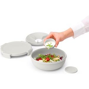image:imageBrabantia Make amp Take Lunch Bowl Jade Green 100 Leakproof Convenient Flat Design Microwave amp Freezer Safe Pasta Noodles Meal Prep Container 34ozLight Gray