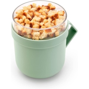 image:imageBrabantia Make amp Take Soup Mug with Handle amp Removable Clear Compartment for Toppings Jade Green 100 Leakproof Microwave amp Freezer Safe Meal Prep Container 20 fl ozJade Green