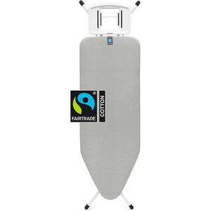 image:imageBrabantia XL Comfort Ironing Board with Solid Steam Iron Rest  Large Size C  Fairtrade Ecru Cover  Adjustable Height 2738 Easy Fold AntiCollapse Lock NonSlip FeetMetallized