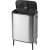 image:imageBrabantia Bo Hi Touch Top Kitchen Trash Can with Dual Compartments amp Raised Legs  Matt Steel Fingerprint Proof  2 x 8 Gal Inner Buckets  SoftClose Light Touch Opening StayOpen Lid  Trash BagsMatt Steel FPP