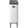 image:imageBrabantia Bo Hi Touch Top Kitchen Trash Can with Dual Compartments amp Raised Legs  Matt Steel Fingerprint Proof  2 x 8 Gal Inner Buckets  SoftClose Light Touch Opening StayOpen Lid  Trash BagsWhite