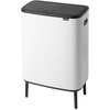 image:imageBrabantia Bo Hi Touch Top Kitchen Trash Can with Dual Compartments amp Raised Legs  Matt Steel Fingerprint Proof  2 x 8 Gal Inner Buckets  SoftClose Light Touch Opening StayOpen Lid  Trash BagsWhite
