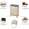 image:imageBrabantia Bo Hi Touch Top Kitchen Trash Can with Dual Compartments amp Raised Legs  Matt Steel Fingerprint Proof  2 x 8 Gal Inner Buckets  SoftClose Light Touch Opening StayOpen Lid  Trash BagsSoft Beige