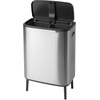 image:imageBrabantia Bo Hi Touch Top Kitchen Trash Can with Dual Compartments amp Raised Legs  Matt Steel Fingerprint Proof  2 x 8 Gal Inner Buckets  SoftClose Light Touch Opening StayOpen Lid  Trash BagsMatt Steel FPP