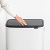 image:imageBrabantia Bo Hi Touch Top Kitchen Trash Can with Dual Compartments amp Raised Legs  Matt Steel Fingerprint Proof  2 x 8 Gal Inner Buckets  SoftClose Light Touch Opening StayOpen Lid  Trash BagsWhite