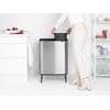 image:imageBrabantia Bo Hi Touch Top Kitchen Trash Can with Dual Compartments amp Raised Legs  Matt Steel Fingerprint Proof  2 x 8 Gal Inner Buckets  SoftClose Light Touch Opening StayOpen Lid  Trash BagsMatt Steel FPP