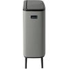 image:imageBrabantia Bo Hi Touch Top Kitchen Trash Can with Dual Compartments amp Raised Legs  Matt Steel Fingerprint Proof  2 x 8 Gal Inner Buckets  SoftClose Light Touch Opening StayOpen Lid  Trash BagsMineral Concrete Gray
