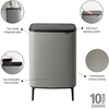 image:imageBrabantia Bo Hi Touch Top Kitchen Trash Can with Dual Compartments amp Raised Legs  Matt Steel Fingerprint Proof  2 x 8 Gal Inner Buckets  SoftClose Light Touch Opening StayOpen Lid  Trash BagsMineral Concrete Gray