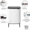 image:imageBrabantia Bo Hi Touch Top Kitchen Trash Can with Dual Compartments amp Raised Legs  Matt Steel Fingerprint Proof  2 x 8 Gal Inner Buckets  SoftClose Light Touch Opening StayOpen Lid  Trash BagsWhite