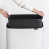 image:imageBrabantia Bo Hi Touch Top Kitchen Trash Can with Dual Compartments amp Raised Legs  Matt Steel Fingerprint Proof  2 x 8 Gal Inner Buckets  SoftClose Light Touch Opening StayOpen Lid  Trash BagsWhite
