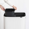 image:imageBrabantia Bo Hi Touch Top Kitchen Trash Can with Dual Compartments amp Raised Legs  Matt Steel Fingerprint Proof  2 x 8 Gal Inner Buckets  SoftClose Light Touch Opening StayOpen Lid  Trash BagsWhite