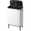 image:imageBrabantia Bo Hi Touch Top Kitchen Trash Can with Dual Compartments amp Raised Legs  Matt Steel Fingerprint Proof  2 x 8 Gal Inner Buckets  SoftClose Light Touch Opening StayOpen Lid  Trash BagsWhite