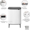 image:imageBrabantia Bo Hi Touch Top Kitchen Trash Can with Dual Compartments amp Raised Legs  Matt Steel Fingerprint Proof  2 x 8 Gal Inner Buckets  SoftClose Light Touch Opening StayOpen Lid  Trash BagsWhite