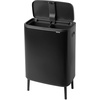image:imageBrabantia Bo Hi Touch Top Kitchen Trash Can with Dual Compartments amp Raised Legs  Matt Steel Fingerprint Proof  2 x 8 Gal Inner Buckets  SoftClose Light Touch Opening StayOpen Lid  Trash BagsMatt Black