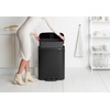 image:imageBrabantia Bo StepOn Kitchen Trash Can with Dual Compartments  White  3  6 Gal Inner Buckets  SoftClose Garbage Can Light Pedal Operation StayOpen Lid  Fits Against Wall   Trash BagsMatt Black