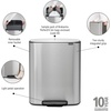 image:imageBrabantia Bo StepOn Kitchen Trash Can with Dual Compartments  White  3  6 Gal Inner Buckets  SoftClose Garbage Can Light Pedal Operation StayOpen Lid  Fits Against Wall   Trash BagsMatt Steel FPP