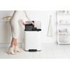 image:imageBrabantia Bo StepOn Kitchen Trash Can with Dual Compartments  White  3  6 Gal Inner Buckets  SoftClose Garbage Can Light Pedal Operation StayOpen Lid  Fits Against Wall   Trash BagsWhite