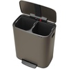 image:imageBrabantia Bo StepOn Kitchen Trash Can with Dual Compartments  White  3  6 Gal Inner Buckets  SoftClose Garbage Can Light Pedal Operation StayOpen Lid  Fits Against Wall   Trash BagsPlatinum