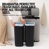 image:imageBrabantia Bo StepOn Kitchen Trash Can with Dual Compartments  White  3  6 Gal Inner Buckets  SoftClose Garbage Can Light Pedal Operation StayOpen Lid  Fits Against Wall   Trash BagsSoft Gray