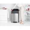 image:imageBrabantia Bo StepOn Kitchen Trash Can with Dual Compartments  White  3  6 Gal Inner Buckets  SoftClose Garbage Can Light Pedal Operation StayOpen Lid  Fits Against Wall   Trash BagsMatt Steel FPP