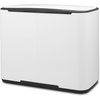 image:imageBrabantia Bo StepOn Kitchen Trash Can with Dual Compartments  White  3  6 Gal Inner Buckets  SoftClose Garbage Can Light Pedal Operation StayOpen Lid  Fits Against Wall   Trash BagsWhite