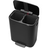 image:imageBrabantia Bo StepOn Kitchen Trash Can with Dual Compartments  White  3  6 Gal Inner Buckets  SoftClose Garbage Can Light Pedal Operation StayOpen Lid  Fits Against Wall   Trash BagsMatt Black