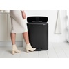 image:imageBrabantia Bo StepOn Kitchen Trash Can with Dual Compartments  White  3  6 Gal Inner Buckets  SoftClose Garbage Can Light Pedal Operation StayOpen Lid  Fits Against Wall   Trash BagsMatt Black