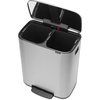 image:imageBrabantia Bo StepOn Kitchen Trash Can with Dual Compartments  White  3  6 Gal Inner Buckets  SoftClose Garbage Can Light Pedal Operation StayOpen Lid  Fits Against Wall   Trash BagsMatt Steel FPP