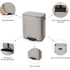image:imageBrabantia Bo StepOn Kitchen Trash Can with Dual Compartments  White  3  6 Gal Inner Buckets  SoftClose Garbage Can Light Pedal Operation StayOpen Lid  Fits Against Wall   Trash BagsSoft Gray